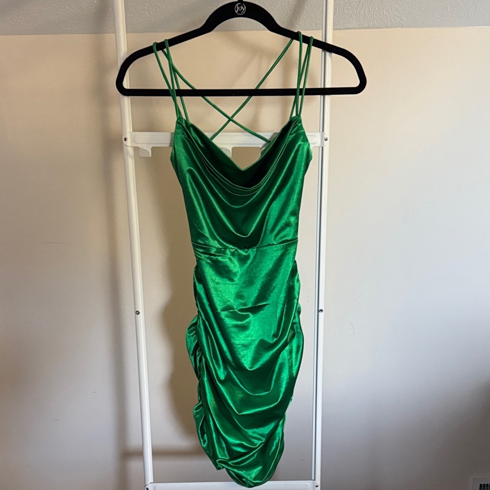 Windsor green satin bodycon mini dress size S